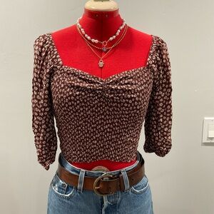 Audrey 3+1 Brown Floral Blouse